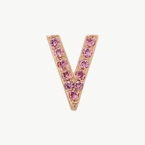 Rose Gold, Pink Sapphire Letter Bead - Image 50