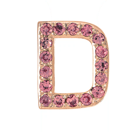 Rose Gold, Pink Sapphire Letter Bead - Image 6