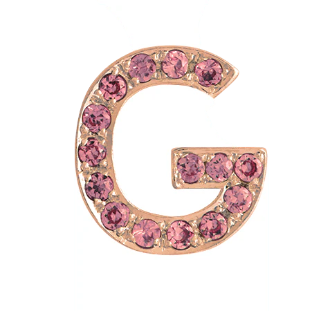 Rose Gold, Pink Sapphire Letter Bead - Image 9