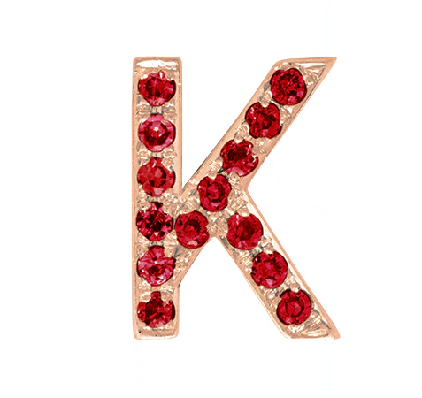 Rose Gold, Ruby Letter Bead - Image 13