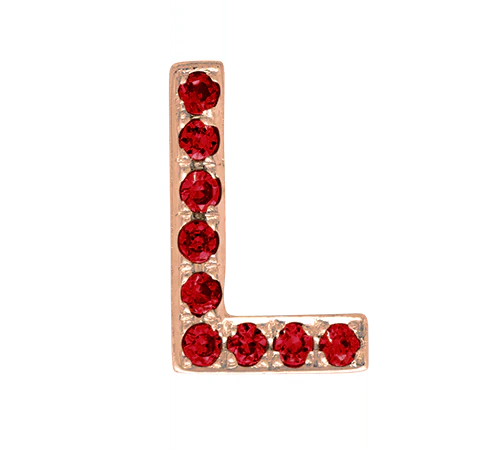 Rose Gold, Ruby Letter Bead - Image 14