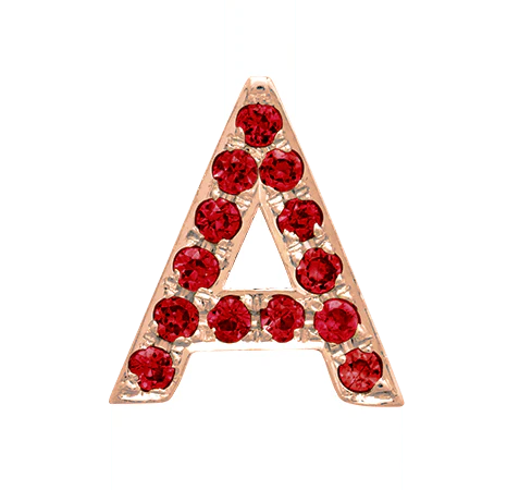 Rose Gold, Ruby Letter Bead - Image 3