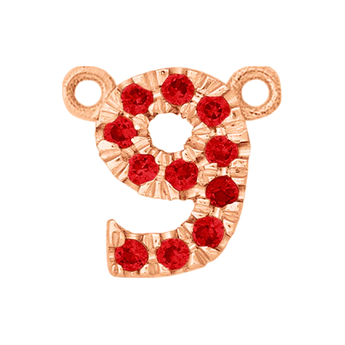 Ruby + 14k Rose Gold Number Charm - Image 7