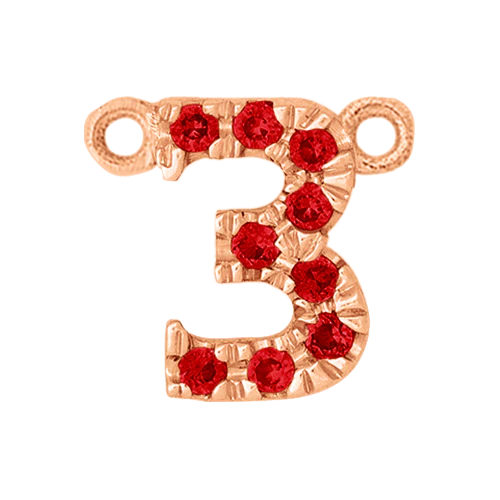 Ruby + 14k Rose Gold Number Charm - Image 8