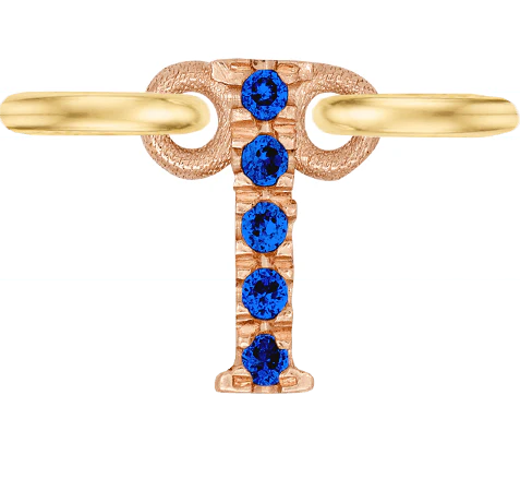 Rose Gold, Blue Sapphire Letter - Image 11