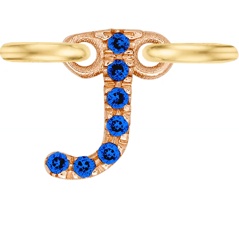 Rose Gold, Blue Sapphire Letter - Image 12