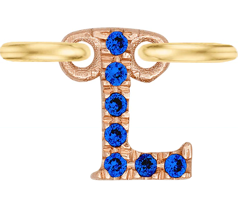 Rose Gold, Blue Sapphire Letter - Image 14