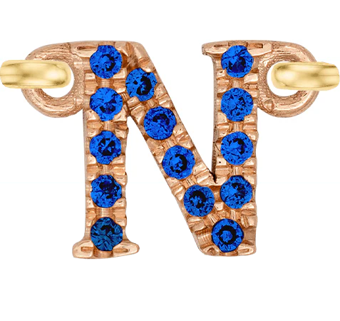 Rose Gold, Blue Sapphire Letter - Image 16