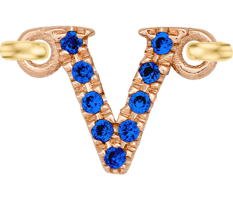 Rose Gold, Blue Sapphire Letter - Image 24