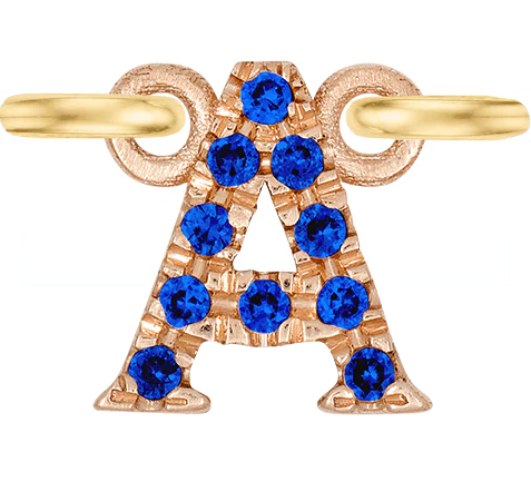 Rose Gold, Blue Sapphire Letter - Image 3