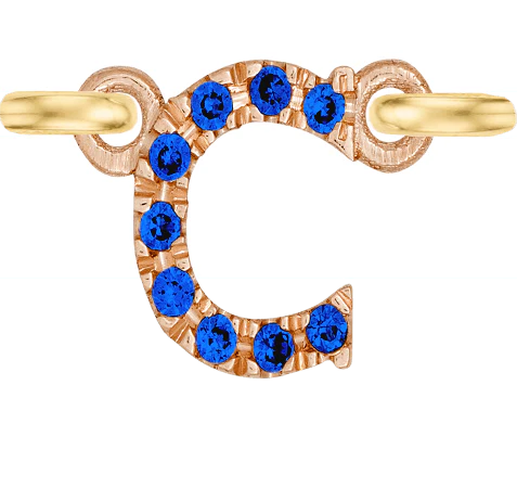 Rose Gold, Blue Sapphire Letter - Image 5