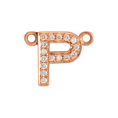 White Diamond + 14k Rose Gold Letter Charm - Image 17