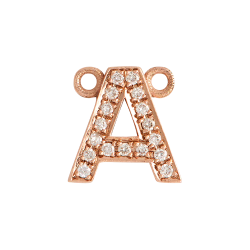 White Diamond + 14k Rose Gold Letter Charm - Image 2
