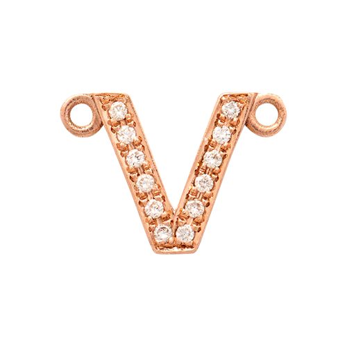 White Diamond + 14k Rose Gold Letter Charm - Image 23