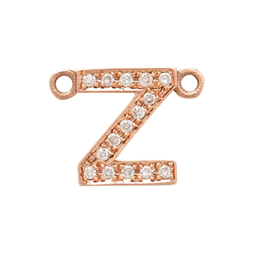 White Diamond + 14k Rose Gold Letter Charm - Image 27