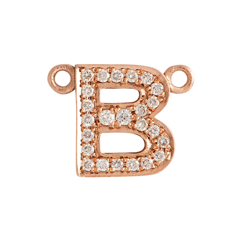White Diamond + 14k Rose Gold Letter Charm - Image 3