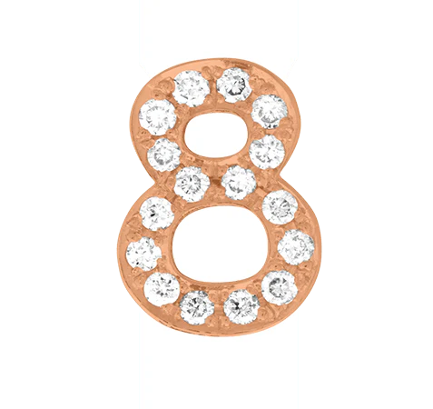 Rose Gold, White Diamond Number Bead - Image 11