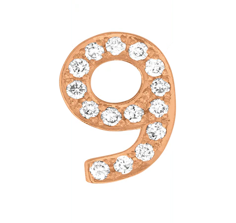 Rose Gold, White Diamond Number Bead - Image 12