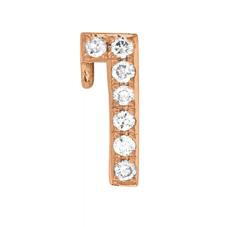Rose Gold, White Diamond Number Bead - Image 4