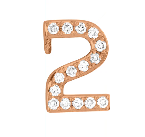 Rose Gold, White Diamond Number Bead - Image 5
