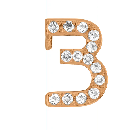 Rose Gold, White Diamond Number Bead - Image 6