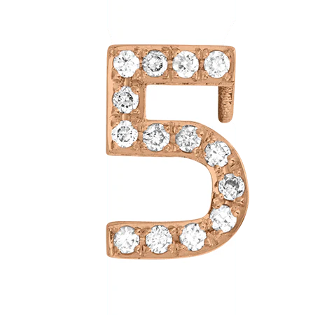 Rose Gold, White Diamond Number Bead - Image 8