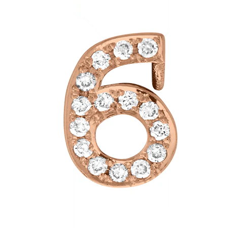 Rose Gold, White Diamond Number Bead - Image 9