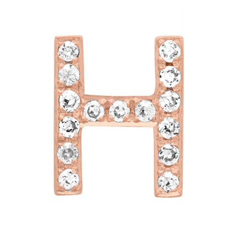 Rose Gold, White Diamond Letter Bead - Image 10