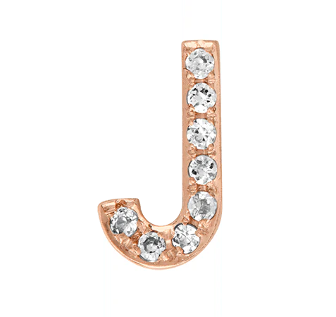 Rose Gold, White Diamond Letter Bead - Image 12