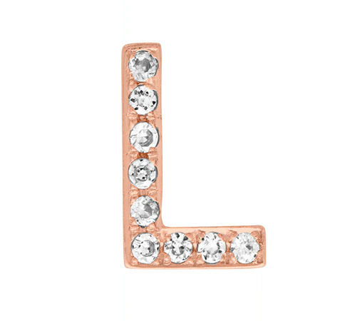 Rose Gold, White Diamond Letter Bead - Image 14