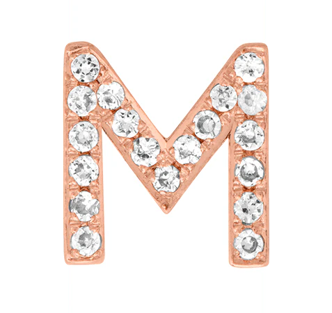 Rose Gold, White Diamond Letter Bead - Image 15