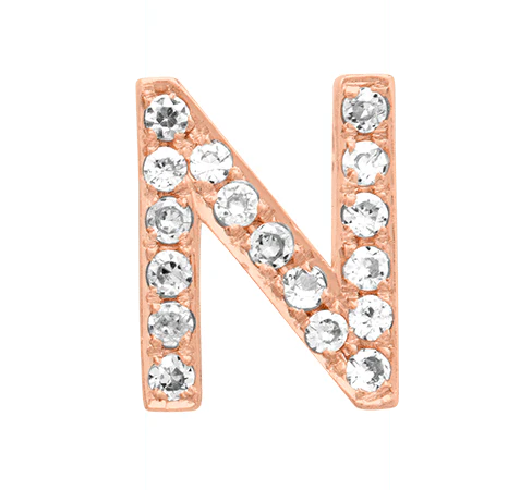 Rose Gold, White Diamond Letter Bead - Image 16