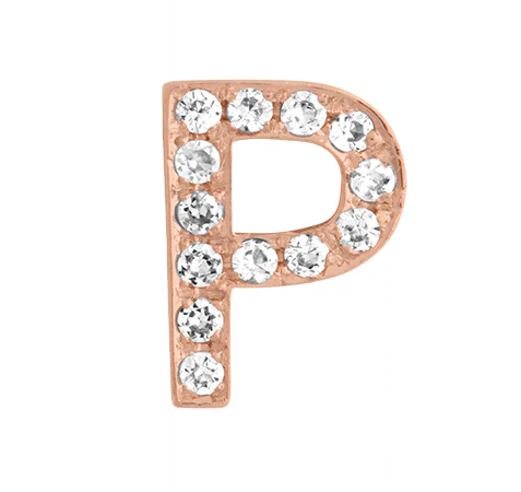Rose Gold, White Diamond Letter Bead - Image 18