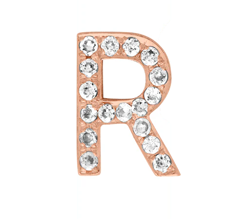 Rose Gold, White Diamond Letter Bead - Image 20