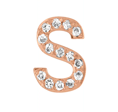 Rose Gold, White Diamond Letter Bead - Image 21