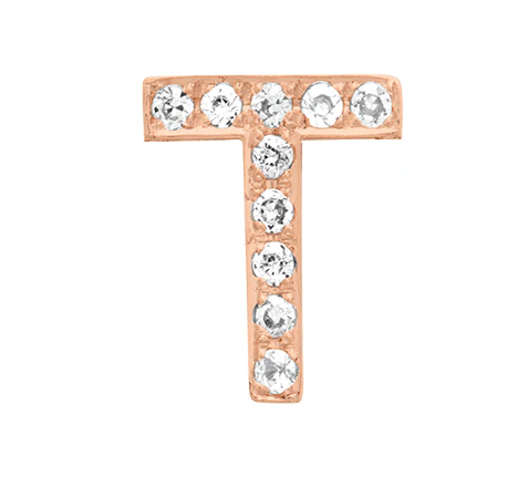 Rose Gold, White Diamond Letter Bead - Image 22