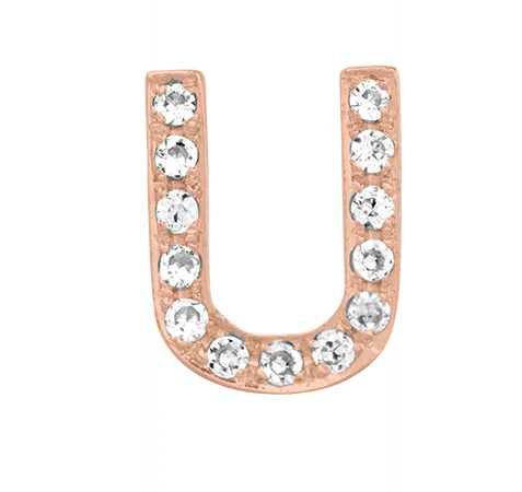 Rose Gold, White Diamond Letter Bead - Image 23