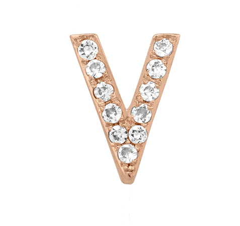 Rose Gold, White Diamond Letter Bead - Image 24