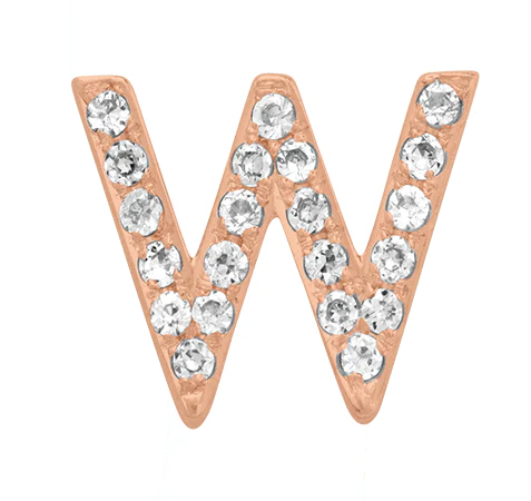 Rose Gold, White Diamond Letter Bead - Image 25