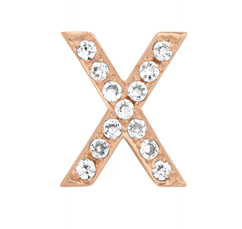 Rose Gold, White Diamond Letter Bead - Image 26