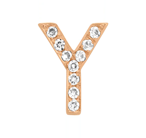 Rose Gold, White Diamond Letter Bead - Image 27