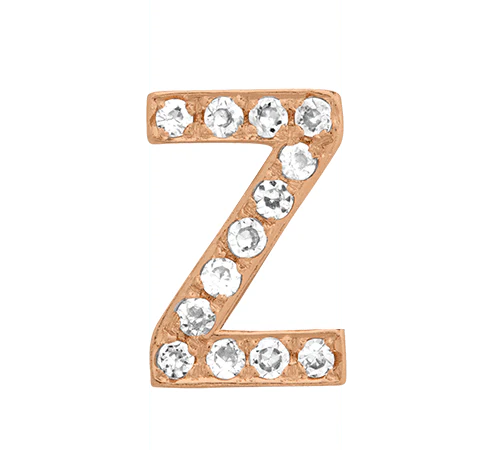 Rose Gold, White Diamond Letter Bead - Image 28