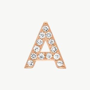 Rose Gold, White Diamond Letter Bead - Image 29