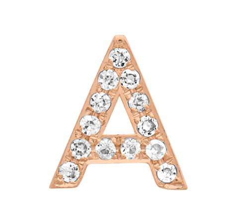 Rose Gold, White Diamond Letter Bead - Image 3