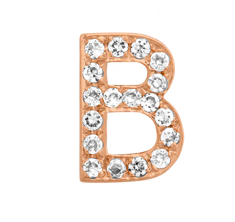 Rose Gold, White Diamond Letter Bead - Image 4