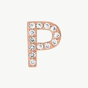 Rose Gold, White Diamond Letter Bead - Image 44