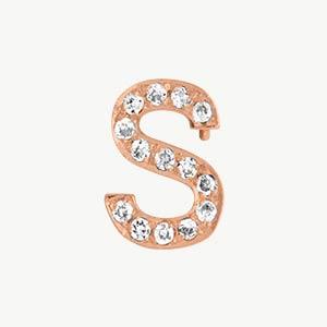Rose Gold, White Diamond Letter Bead - Image 48