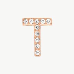 Rose Gold, White Diamond Letter Bead - Image 49