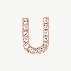 Rose Gold, White Diamond Letter Bead - Image 50