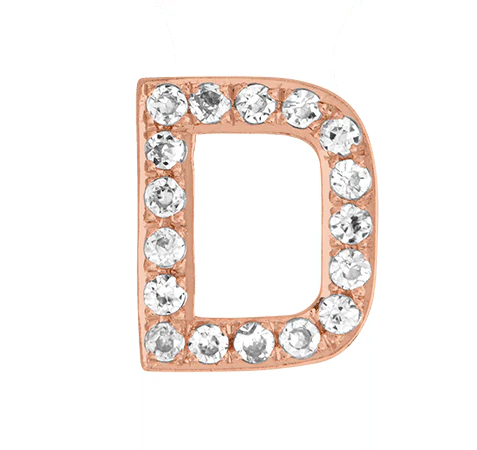 Rose Gold, White Diamond Letter Bead - Image 6